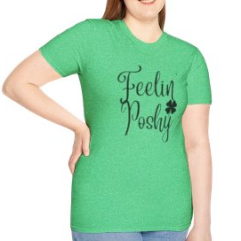 Green Clover Softstyle T-Shirt - Feelin' Poshy - Picture 2 of 3